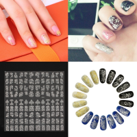 108Pcs Silver Flower Lace Designed Nail Art Sticker Decal Decoration