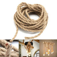 10M 2x0.75Mm Hemp Rope Power Cable Wire Wire Braided Fabric Twisted