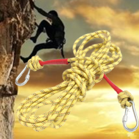 10M Rock Mountain Climbing Rope Outdoor Survival String Dynamic Paracord With Two Hooks