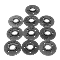 10Pcs 1 Inch Malleable Threaded Floor Flange Iron Pipe Fittings Wall Mounted Flange