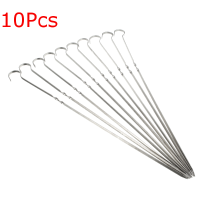 10Pcs 38cm Stainless Steel Bbq Barbecue Roast Grilling Flat Skewers Needles