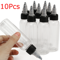 10Pcs 60ml Plastic Empty Tattoo Ink Pigment Bottles With Twist Caps