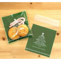 10Pcs Christmas Tree Clear Cellophane Cookie Wedding Candy Party Bags
