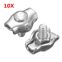 10Pcs Clip Stainless Steel Wire Rope Simple Grips Cable Clamps Caliper 2mm 6mm