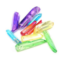 10Pcs Colorful Quartz Crystal Wand Healing Rock Pendant Diy Jewelry
