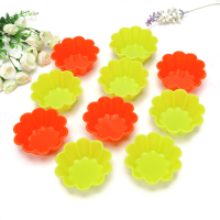 10Pcs Silicone Flower Shape Cake Mold Mould Pudding Muffin Baking Mold