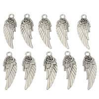 10Pcs Tibetan Silver Rose Angel Wings Pendants Charm Diy
