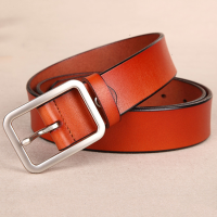110Cm Women Second Layer Leather Belt Pin Buckle Trousers Strap Casual Waistband For Jeans Cowboy