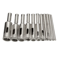11Pcs 3 14mm Diamond Coated Core Hole Saw Drill Bit Set Tools For Tiles Marble Glass