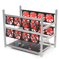 12 Gpu Steel Coin Miner Mining Frame Steel Case Led Light With 16 Fans For Eth Zec/btb