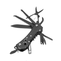 12 In 1 155mm Led Lights Stainless Steel Folding Swiss Knife Multifunction Survival Fishing Knife Tool