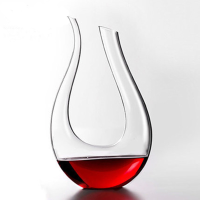 1200Ml Luxurious Crystal Glass U Shaped Horn Wine Decanter Wine Pourer Red Wine Carafe Aerator
