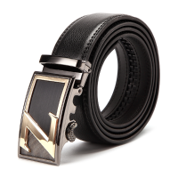120Cm Men Peritoneal Layer Leather Belt Business Stainless Steel Automatic Buckle Pants Strip