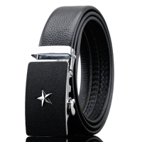 125 130Cm Fashion Men Business Leather Belt Star Pattern Automatic Buckle Belt