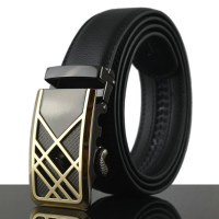 125 130Cm Fashion Mens Business Genuine Leather Belt Casual Durable Automatic Buckle Belt