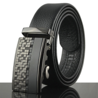 125 130Cm Men Business Genuine Leather Belt Durable Automatic Buckle Strap Waistband