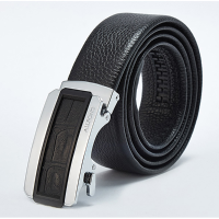 125Cm Men Business Cowhide Leather Belt Durable Automatic Buckle Belt Strip