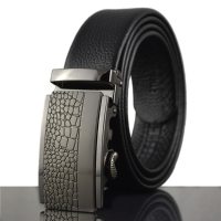 125Cm Men Cowhide Leather Business Belt Automatic Buckle Casual Belt Straps