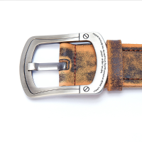 125Cm Mens Vintage Genuine Leather Belt Durable Pin Buckle Waistband Strap