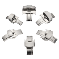 12Mm 24mm Automatic Double Push Button Fold Deployment Clasp Stainless Steel Folding Buckle