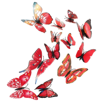 12Pcs 3d Butterfly Red Wall Stickers Art Decals Home Wedding Party Decoration