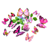 12Pcs 3d Red Butterfly Wall Sticker Christmas Home Decor