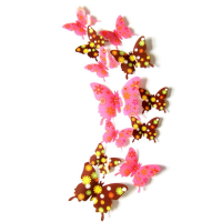 12Pcs Creative Butterfly Wall Stickers Shiny Porcelain Pattern 3d Butterfly Sticker Home Wall Decor