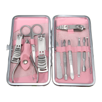12Pcs Manicure Tools Set Nail Clipper Pusher File Blackhead Extractor Eyebrow Scissors Tweezers