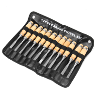 12Pcs Wood Carving Hand Chisel Tool Set Professional Woodworking Gouges Steel