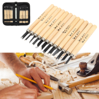 12Pcs Wood Carving Hand Chisel Tool Set Woodworking Professional Gouges + Case