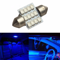 12V 12smd Festoon 12 Led Dome Map Light Bulb Blue Car Interior Glove Box