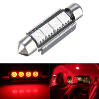 12V 42mm Festoon Red 4smd Led Map Dome Interior Light Bulb