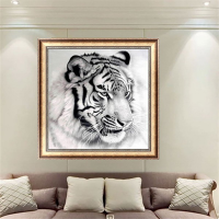12X12 Inches Black And White Tiger 5d Diamond Painting Embroidery Diy Craft Home Decor
