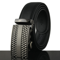 130Cm Mens Business Diamond Design Gentleman Automatic Buckle Waistband Strap Genuine Leather Belt