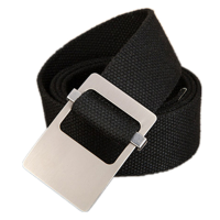 140Cm Unisex Men Women Military Solid Belt Adjustable Buckle Weave Canvas Waistband Pants Strip