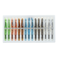 15 Pcs 992 Transparent Fountain Pens Screw Cap Fine Nib
