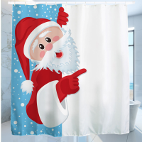 150X180cm 3d Santa Claus Waterproof Shower Curtain Bathroom Christmas Decor With 12 Hooks