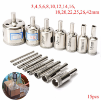 15Pcs 3 42mm Diamond Hole Saw Drill Bit Set Tile Ceramic Glass Porcelain Marble Drill Bits