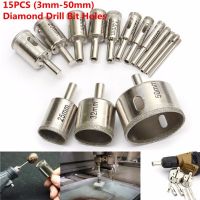 15Pcs 3 50mm Diamond Drill Bit Set Hole Saw Cutter For Tile Ceramic Glass Porcelain Marble