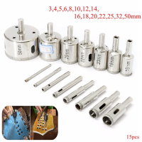15Pcs 3 50mm Diamond Hole Saw Drill Bit Set For Tile Ceramic Glass Porcelain Marble