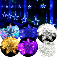 168 Led Flashing Star String Fairy Lights Wedding Curtain Light 220v 5 Modes