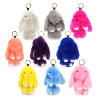 180Mm Faux Rabbit Fur Keychain Bunny Ball Doll Key Ring Charm Handbag Pendant
