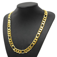 18K Gold Plated Geometric Chain Link Curb Necklace Men Jewelry
