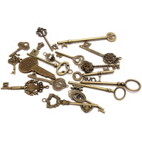 18Pcs Antique Vintage Old Look Skeleton Key Lot Pendant Heart Bow Lock