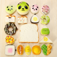 18Pcs Random Squishy Panda Sandwich Toasts Buns Donuts Squishy Soft Cell Phone Straps