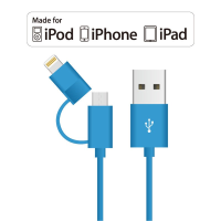1M Opso 2 In 1 Mfi Certified Lightning/micro Port To Usb Charging Data Sync Cable For Iphone Samsung