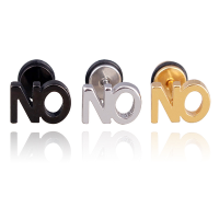 1Pc Titanium Steel Letters Word No Punk Women Men Earring