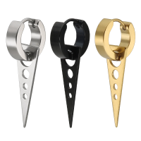 1Pc Titanium Steel Unisex Punk Ear Drop Triangle Hollow Pendant Earrings