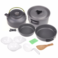 2 3 Person Backpacking Picnic Cookware Cook Cooking Pot Bowl Set Camping Hiking Outdoor Tools
