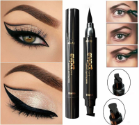 2 In 1 Black Liquid Eyeliner Wing Seal Stamp Pencil Quick Dry Waterproof Makeup